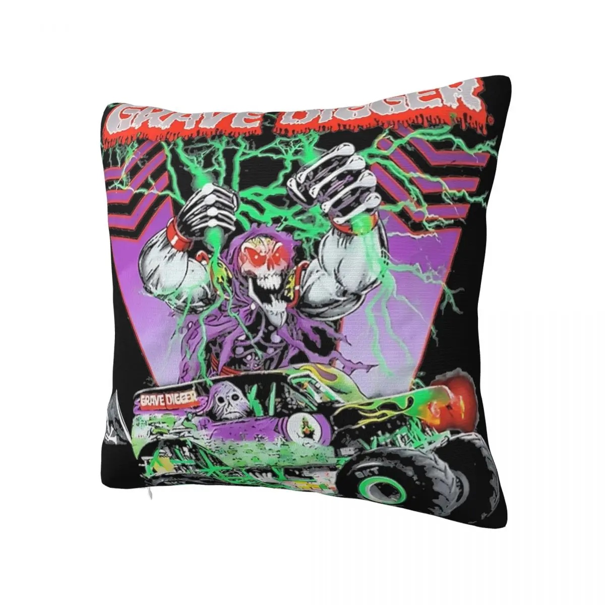 Monster Truck Grave Digger Vintage Hypebeast Pillowcase Fabric Cushion Cover Gift Throw Pillow Case Cover Chair Square 45X45cm