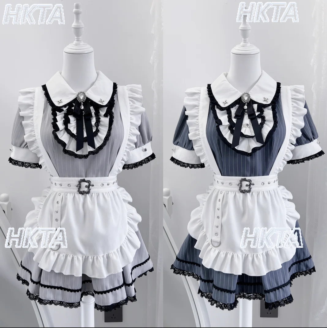 

Original Japanese Subculture Mass-produced Little Maid Dress Gothic Short-sleeve Dress Shorts Cosplay Dress Two-piece Set Women