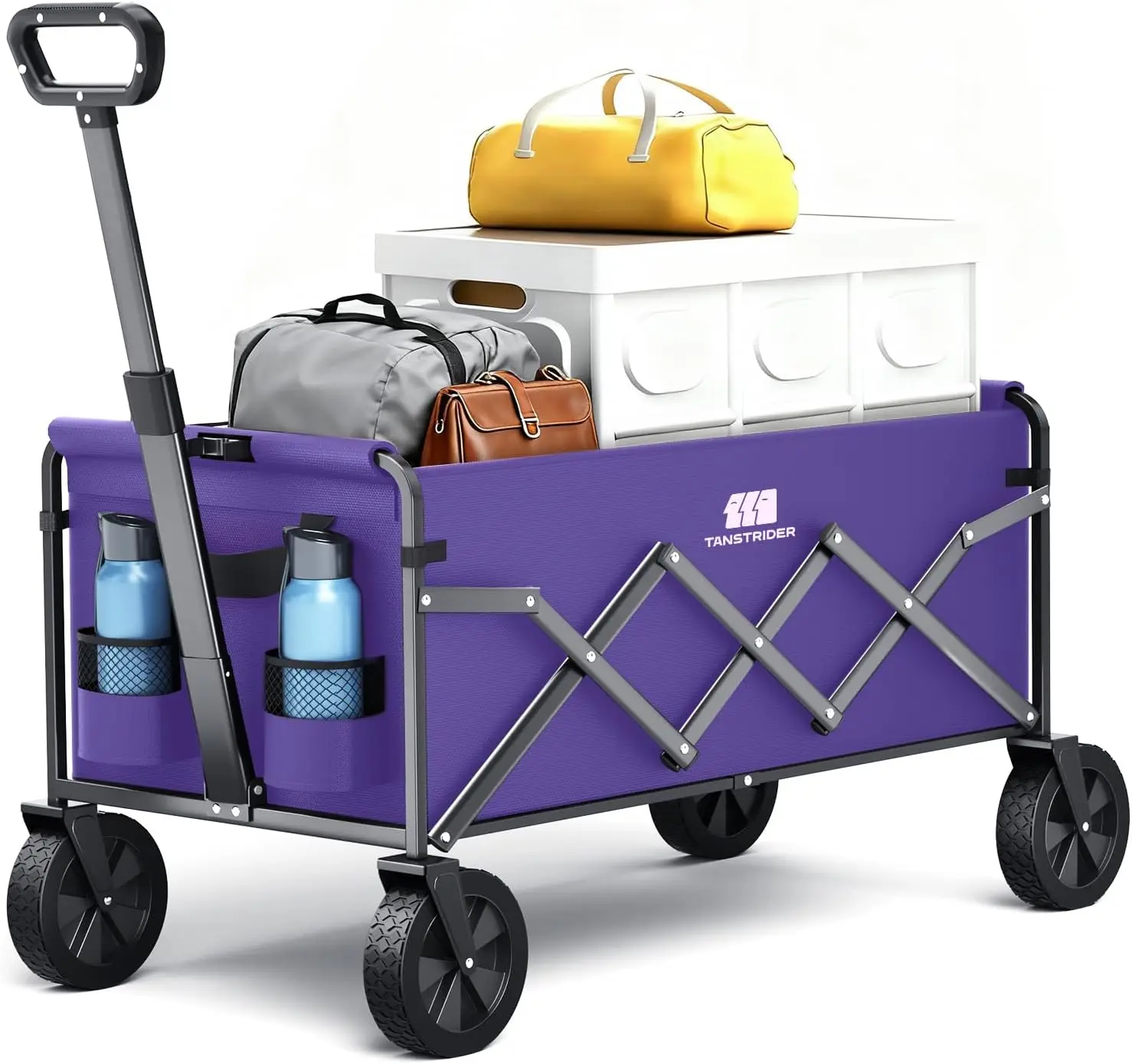 

Collapsible Foldable Wagon Foldig Cart with Wheel Heavy Duty with 180lbs Weight Capacity Lightweight Utility Camping Wagon for G