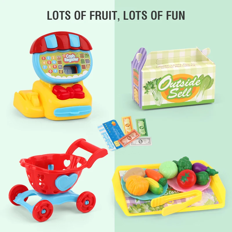 Simulation Cash Register Toy for Children Pretend Play Dessert Vegetable Fruit Kitchen Set Girls Puzzle Play House Toy Xmas Gift