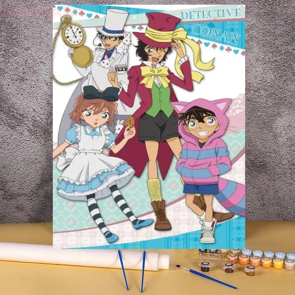 Oil Painting By Numbers Kits Detective Conan Anime Decor Drawing Canvas DIY Pictures By Numbers Home Decor
