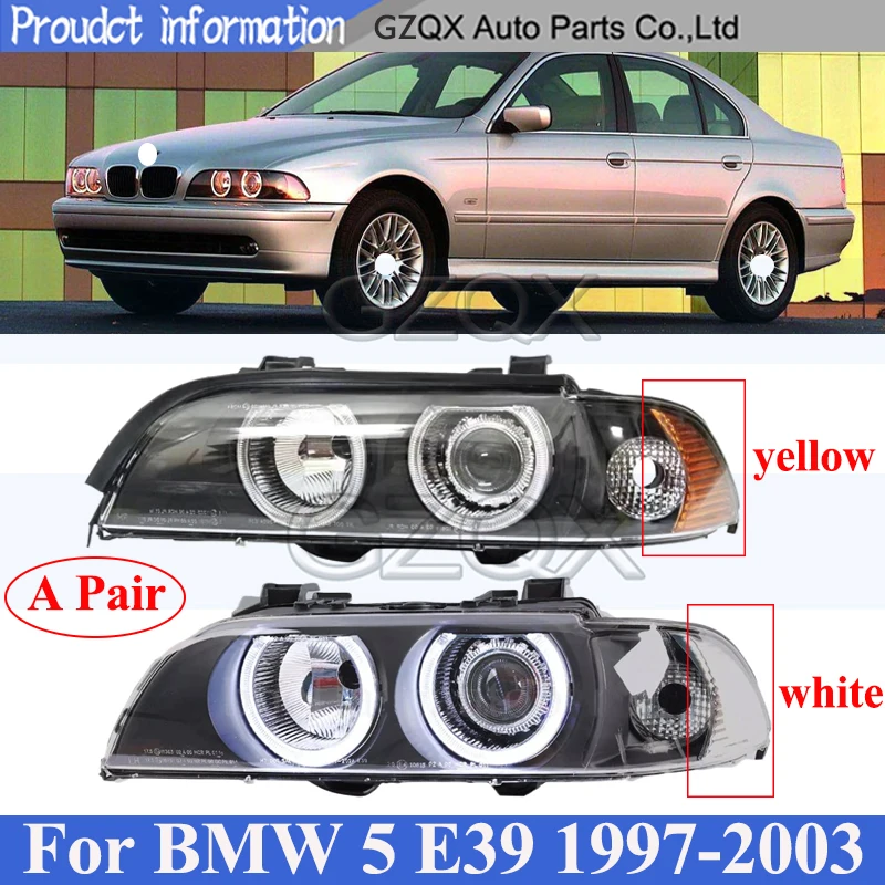 CAPQX A Pair Headlight Front Bumper Head Light Head Lamp For BMW 5 Series E39 1997-2003 Headlamp Car Light