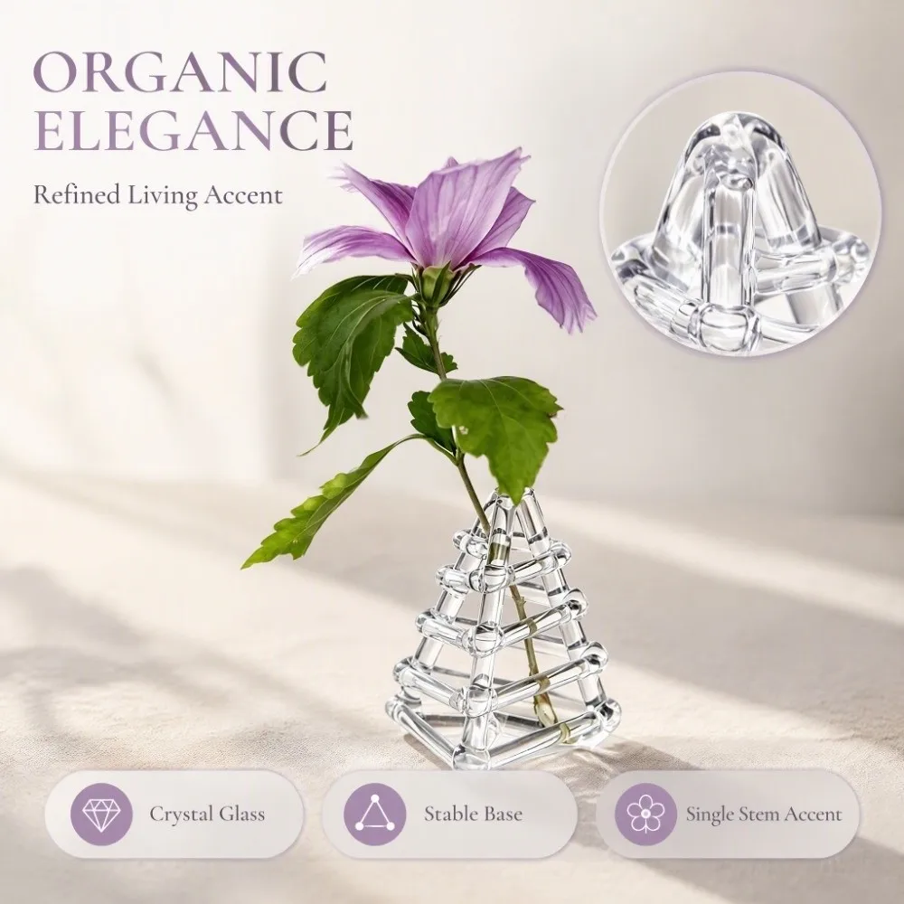 Transparent Triangular Ball Glass Vase Minimalist Zen-Inspired Design Handmade Art Vase Unique Desktop Decoration Vase