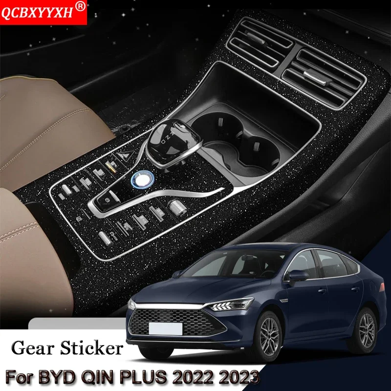 

Car Interior Sticker For BYD QIN PLUS 2022 2023 Car Gear Panel Sticker Gear Box Protective Film Carbon Fiber Black Accessories