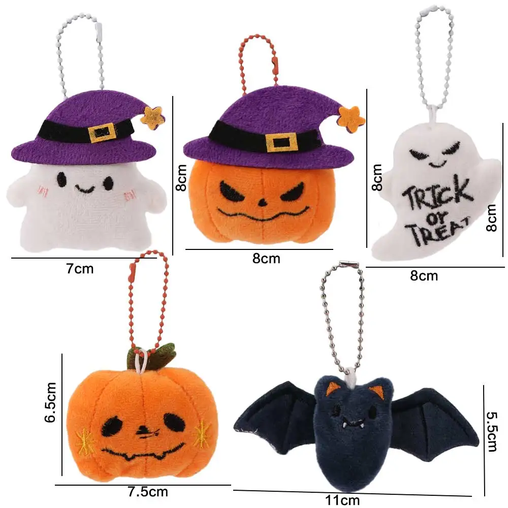 Portable Funny Halloween Keychain Pumpkin Head Soft Furry Bag Pendant Decoration Kawaii Bag Charm Trick Or Treat