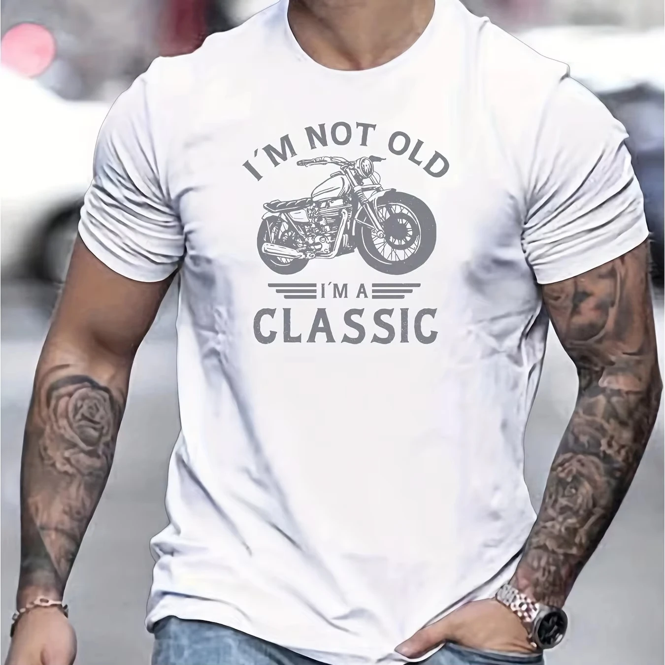 

Mens T Shirt I Am Not Old I Am A Classic Graphic Tee Funny Vintage Motorcycle Print Retro Biker Style Casual Gift Shirt Top
