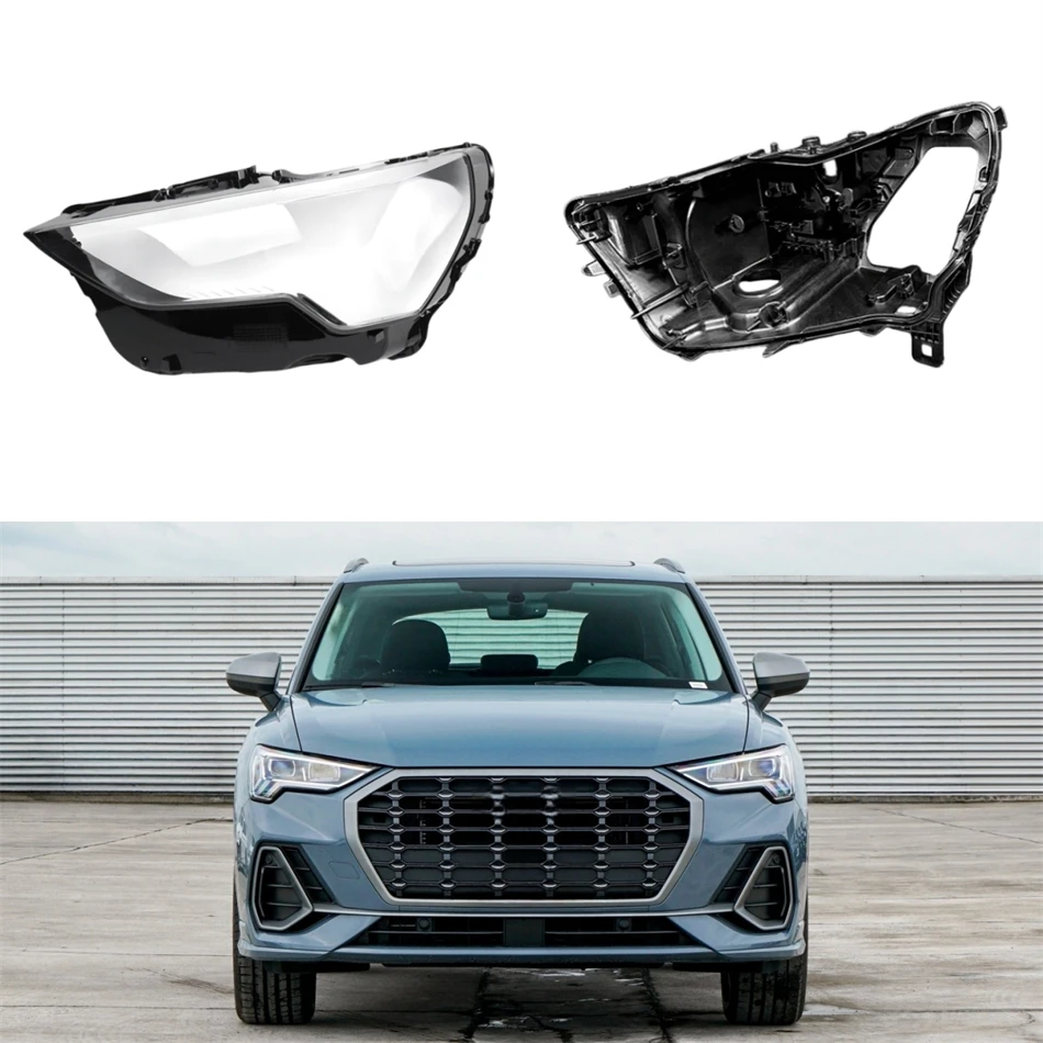 

Для Audi Q3 2019 2020 2021 2022 2023 2024 автомобильные фары корпус фары крышка фары черный дом