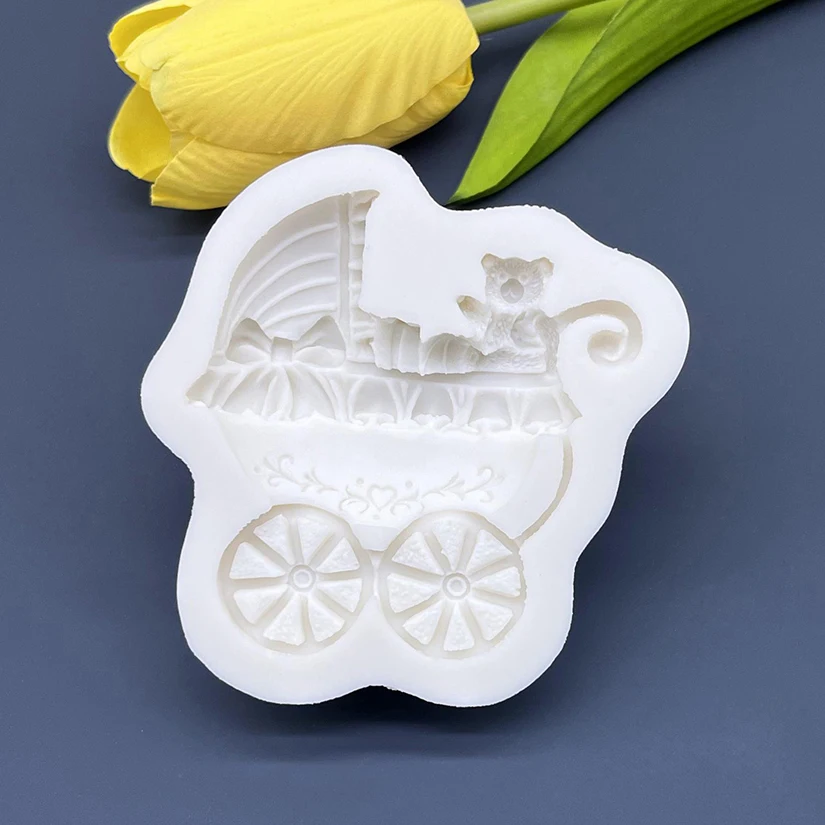 Bear Bow Bowknot Baby Carriage Silicone Sugarcraft Mold Cupcake Chocolate Baking Mould Fondant Cake Decorating Tools