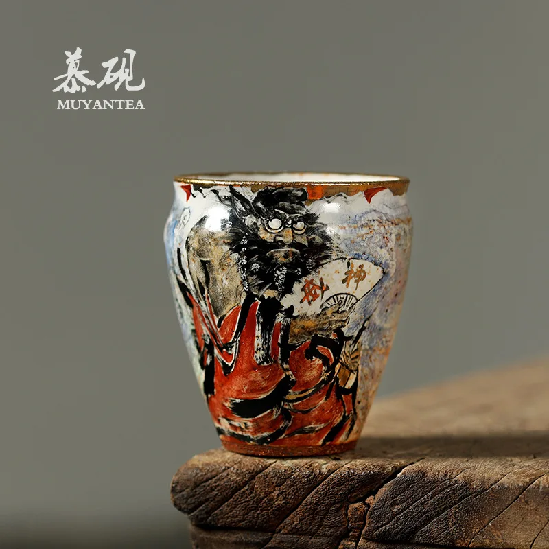 

Чашка для чая Mu Yan ручной росписи в стиле Чжунцуй, большая, из обожженной глины Шино, креативная винтажная чашка для домашнего использования, в стиле кола-чашки