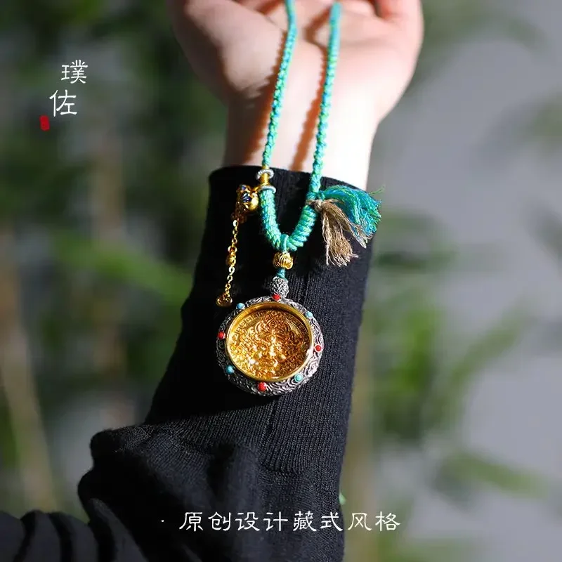 New Yellow God Of Wealth Necklace Year Of The Chinese Zodiac Eight Patron Saint Men's And Women's High-end Thangka Amulet Gift