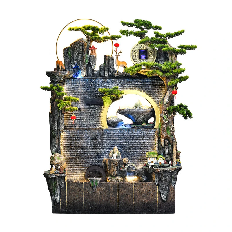 

Artificial Mountain and Fountain Fortune Fish Pond Landscape Office Indoor Living Room Balcony Club Fish Tank Opening Gifts