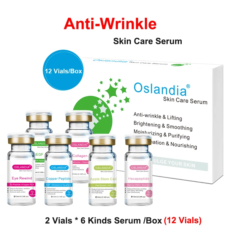 

Oslandia Collagen Apple Stem Cell Hexapeptide EGF Anti Wrinkle Facial Skincare Serum Anti Aging Face Essence 12 Vials/Box