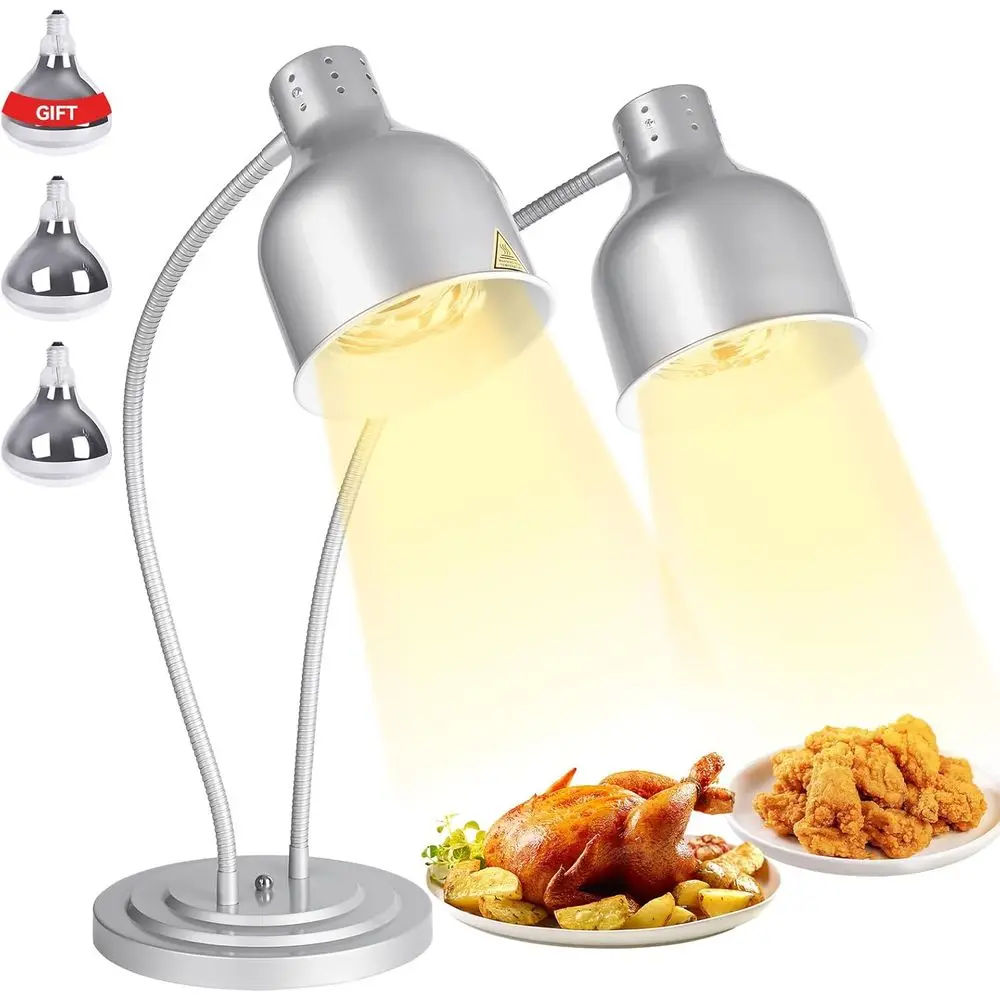 

Лампа для подогрева пищи, 500 Вт, коммерческая лампа для подогрева еды, регулируемая лампа для подогрева пищи с 3 лампочками, 2 лампы для подогрева пищи для кейтеринга или кухни