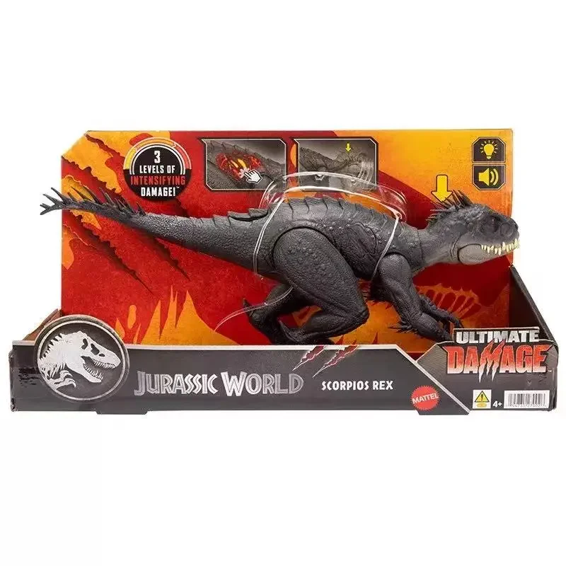 쥬라기 월드 스콜피오스 렉스 공룡 액션 피규어 사운드 효과 포함 궁극의 손상 애니메이션 모드 장난감 소년 생일 선물