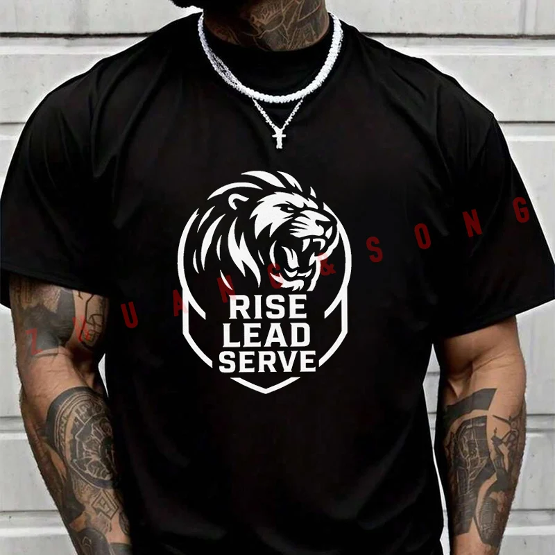 

Men's Women Summer T-shirt Christian Rise Lead ServeTee Loose Short Sleeved Casual Basic TShirt Round Unisex Tops