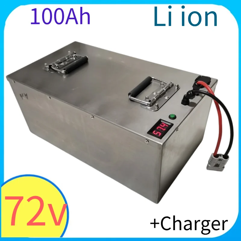 Batterie Li ion 72V 100Ah avec BMS puissant, pour voiture électrique à basse vitesse, avec chargeur 87.6V 10A