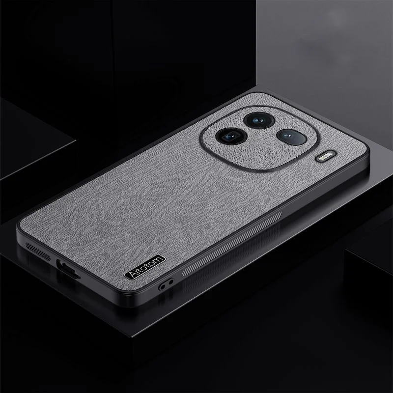 Luxury Leather Case For Vivo Iqoo 12 Case Iqoo 12 Pro Cover Bark Texture Shockproof Back Cover for Iqoo 12Pro Iqoo12 Bumper