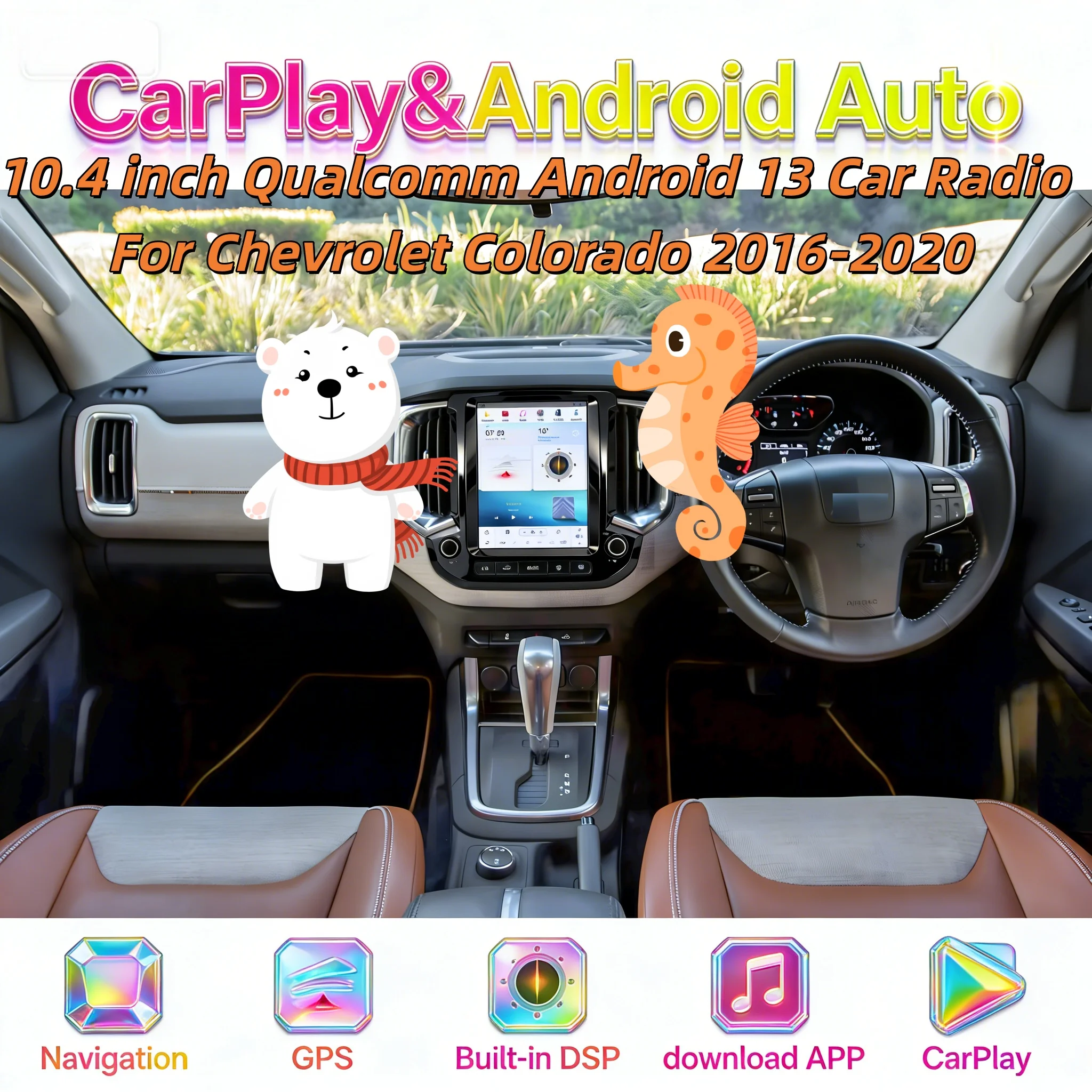 

Автомобильная магнитола Android для Chevrolet Colorado 2016-2020, мультимедийный плеер, Android Auto, Carplay, экран, 4G, GPS, стереосистема, сенсорный экран