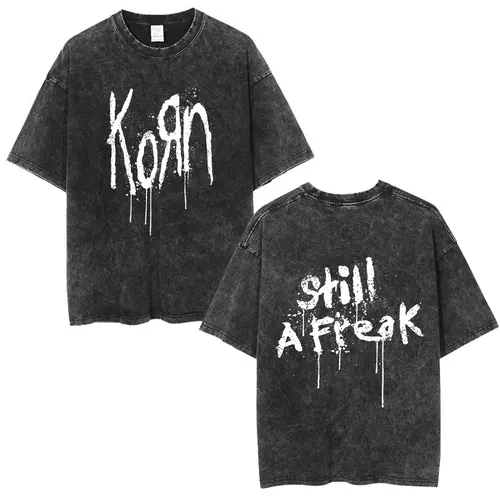 Imagen 2 del producto Korn Follow The Leader 20 aniversario camiseta lavada Metal gótico Rock Band camisetas hombres Vintage camiseta de gran tamaño ropa de calle