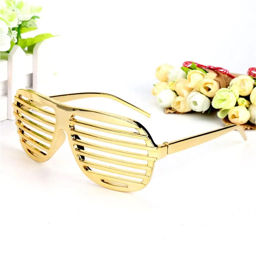 

Novelty Gold Shutter Shades Sunglasses Funny Fancy Dress Party Photo Props