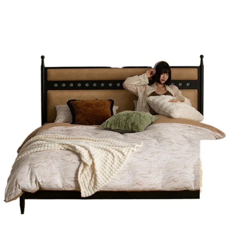 

French retro bed oak, solid wood bed master, antique style in the bedroom, soft bag bed