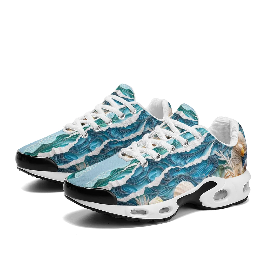 

Sand and seashell patterns casual air-cushioned shoes, breathable mesh upper athletic shoes for women