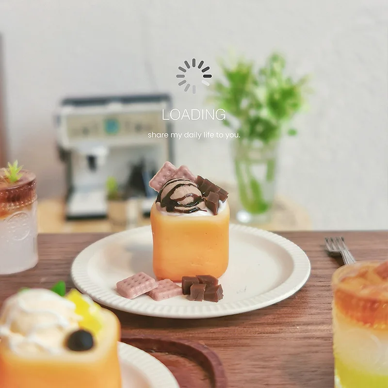 1:12 Miniatur Dessert Modelle Puppenhaus Zubehör Mini Eis Toast Dessert Spielzeug Dessert Haus Szene Fotografie Requisiten