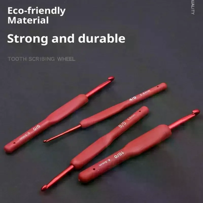 9PCS Red Crochet Hook Ergonomic Handle For Arthritic Hands Extra Long Knitting Needles For Beginners And Crocheting Yarn