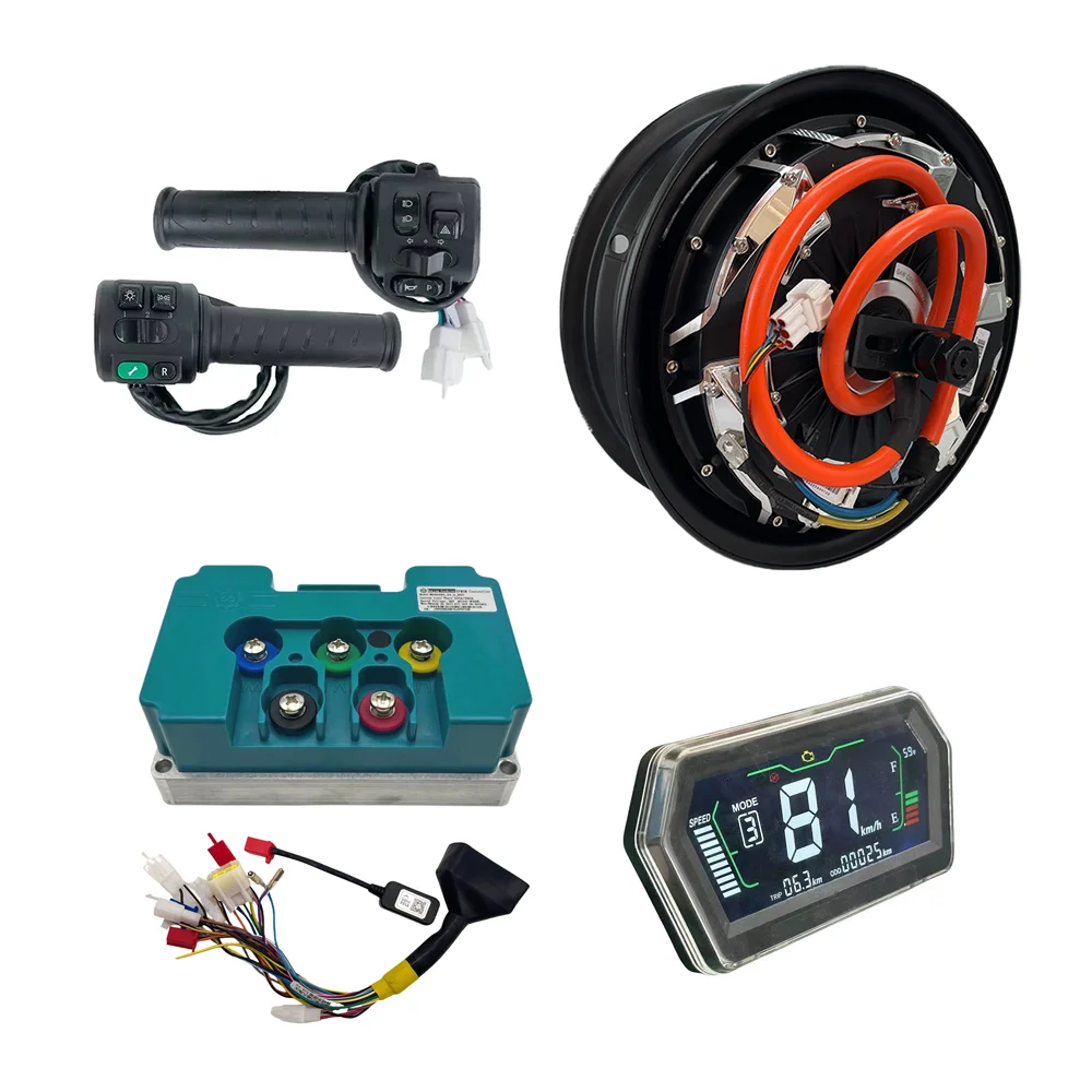 QSMOTOR 12-Inch 3000W Brushless Motor Electric Bicycle Controller LCD Speedometer Set Permanent Magnet IP55 Waterproof 48V IE4