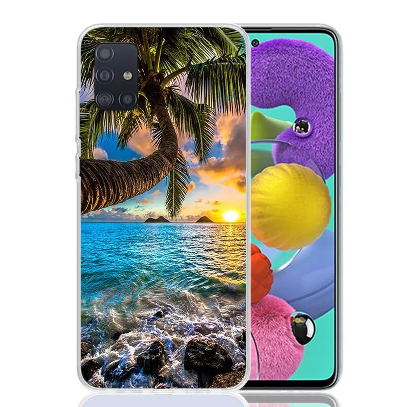 Summer Beach Sunset Sea Palm Tree Phone Case For Samsung Galaxy A51 A41 A31 A21S A11 A01 A71 A50 A40 A30S A20E A10S A70 A6 A7 A8