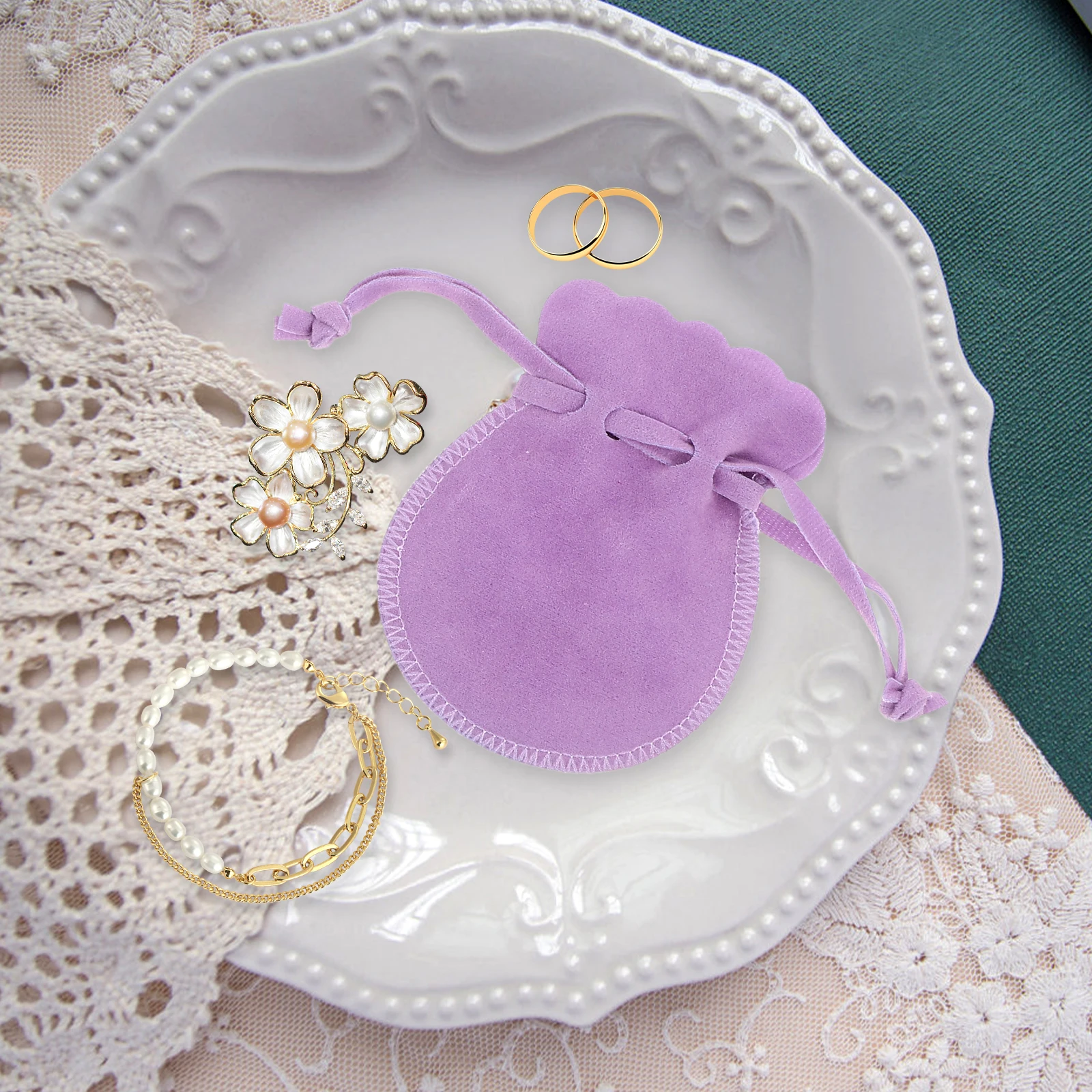 6 Pcs Jewelry Bag Jewerly Packaging Bags Bagged Party Favors Flannel Display Drawstring Pouch