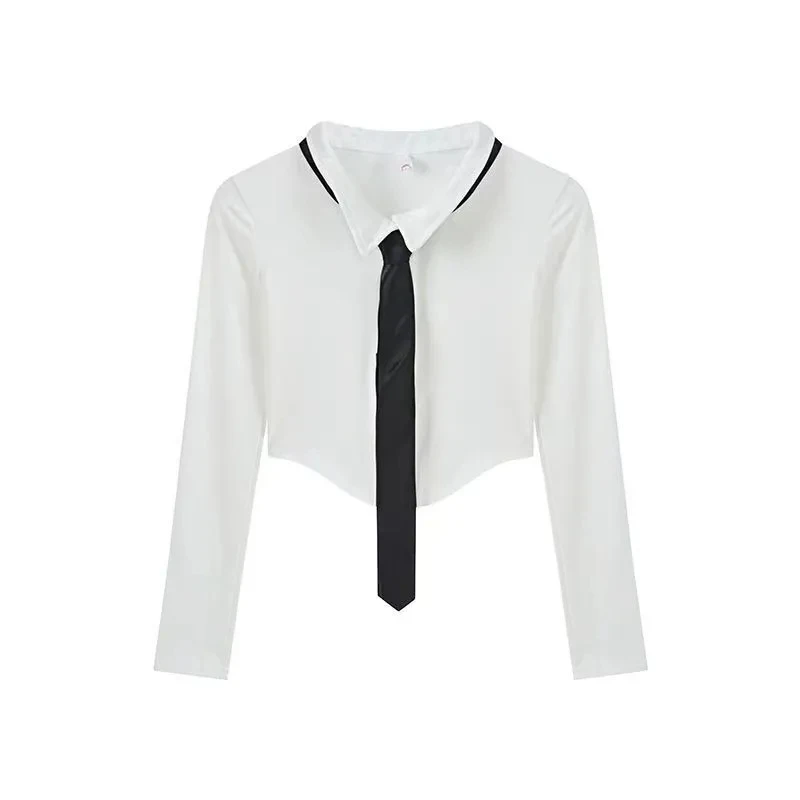 Jk Uniform Jk Shirt Pure Desire Style Spicy Girl Ruched Women's Shirt Summer Slim Fit Short Sleeved Top Trendy Bow Tie Blouse