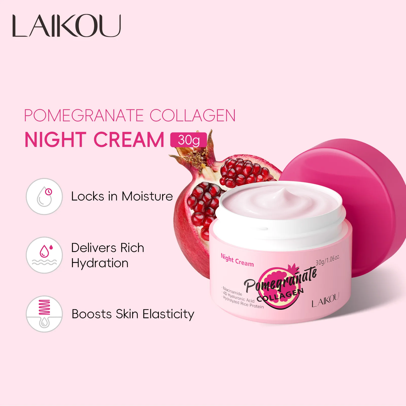 

Крем для лица LAIKOU Super Moisturizing Cream 24H Collagen, увлажняющий, для сухой и чувствительной кожи, против морщин, против старения, подтягивающий.
