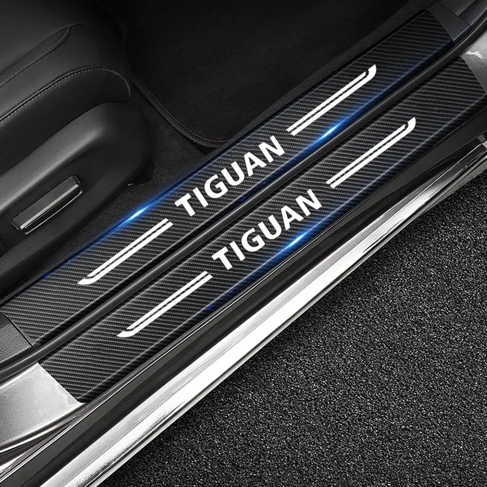 Car Front Rear Door Threshold Stickers Emblem for VW TIGUAN Logo Door Sill Scuff Plate Guard Decal Accessories