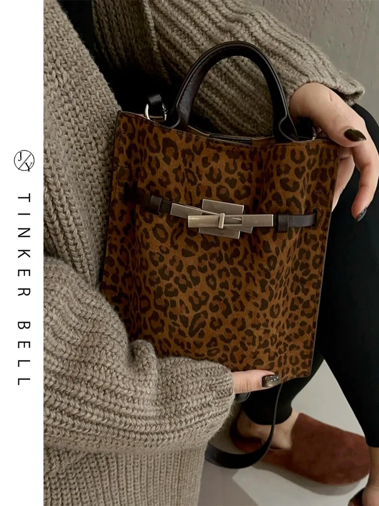 

Ретро-сумка женская с леопардовым принтом, универсальная сумка через плечо, повседневная, из мягкого материала, удобная для поездок, новинка 2026 года