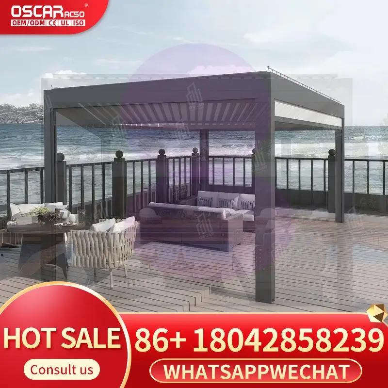 

Наружная алюминиевая беседка с жалюзи, биоклиматическая беседка для сада, патио, беседка на заднем дворе