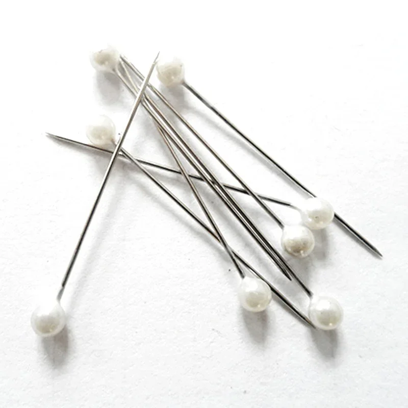 100pcs/box 36mm Round Pearl Head Dressmaking Pins Weddings Corsage Florists Sewing Pin Mixed Color Accessories