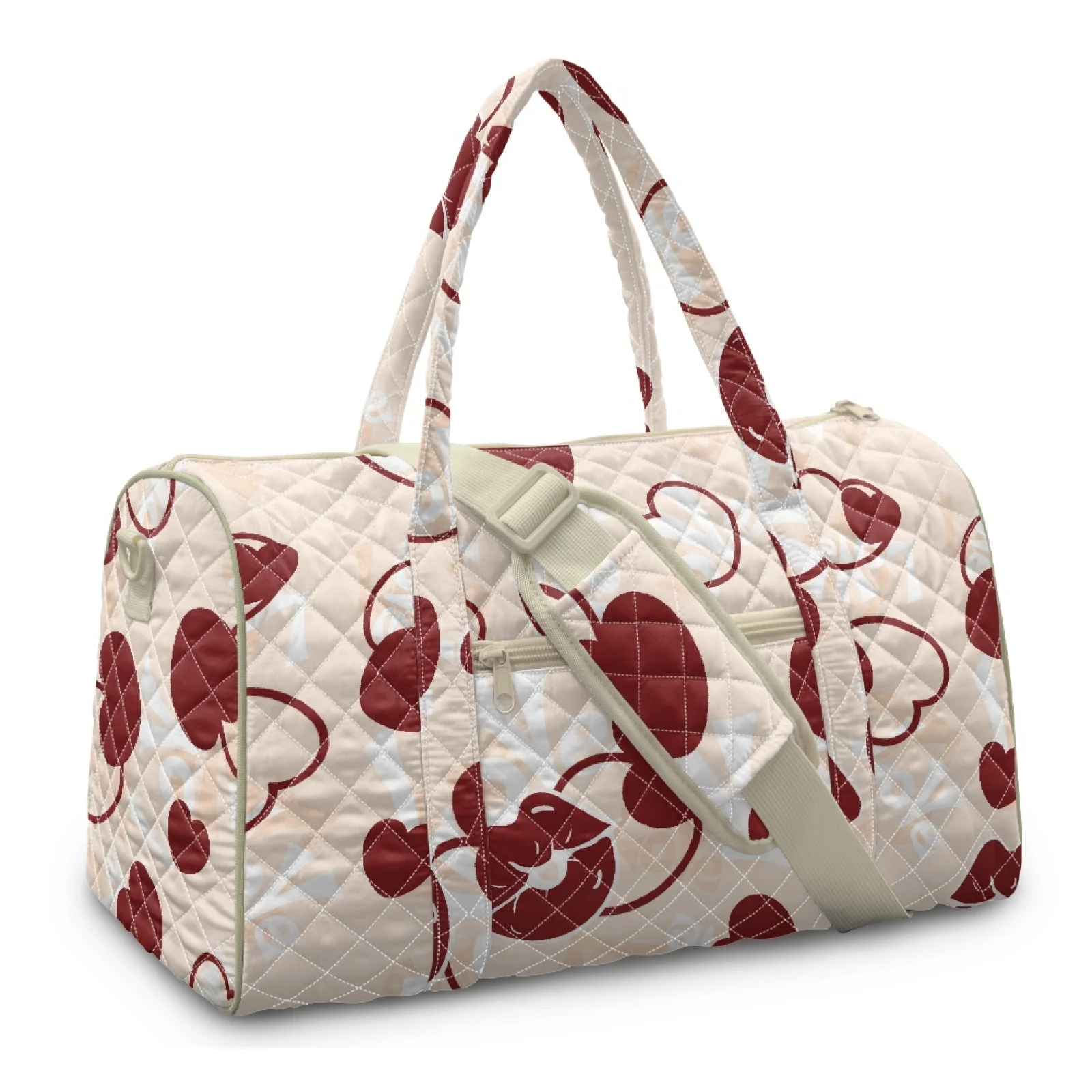 Coloranimal Red Heart Kiss Print New Trend Zippered Carry On Tote for College Student Polyester Travel Bag