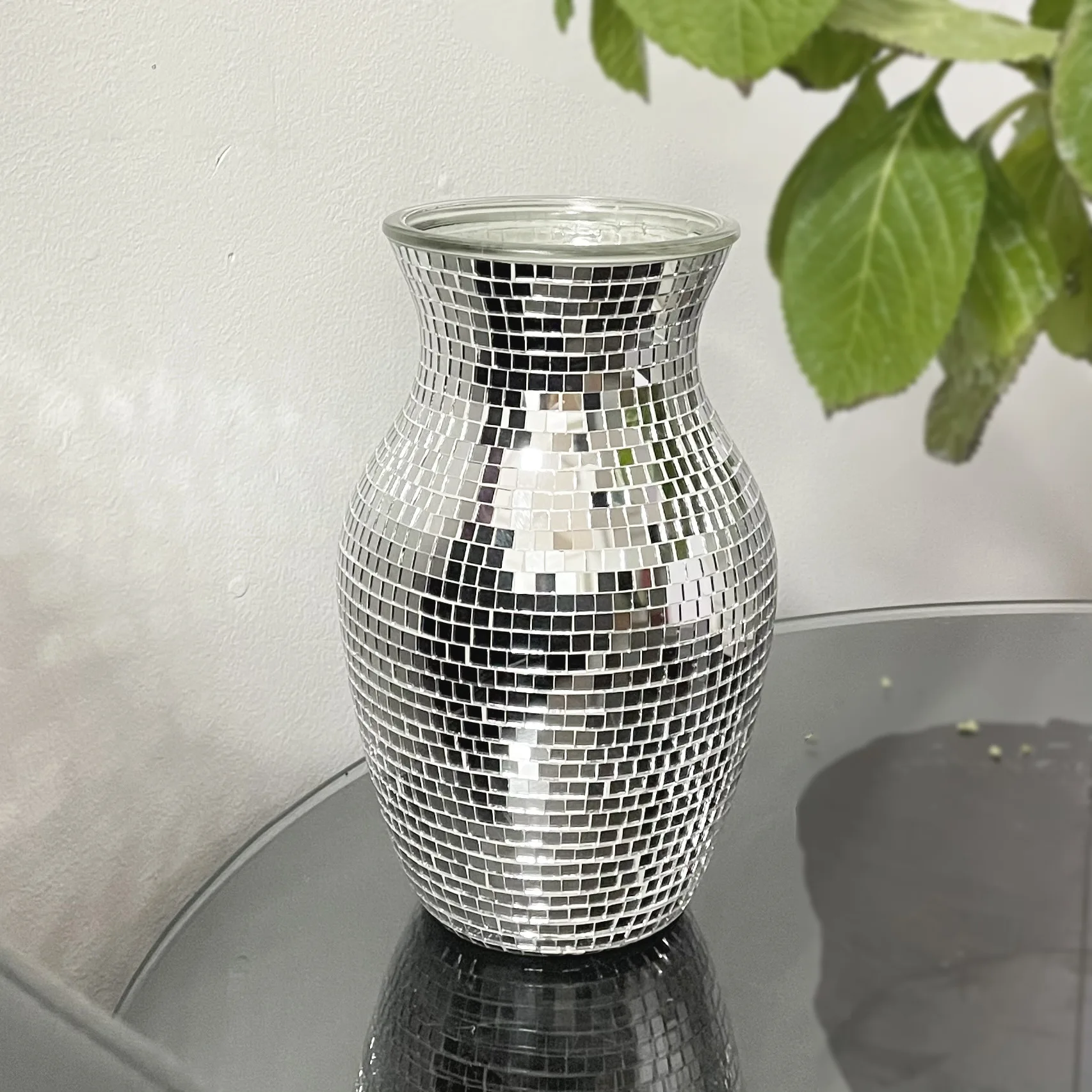 Mirror mosaic glass vase, big belly, high-grade guest restaurant, holiday home wedding decoration ornaments