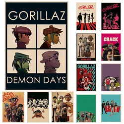 British Famous Band Gorillaz Classic Retro Poster Canvas Painting Guestroom Bar Cafe Decorative Art Painting