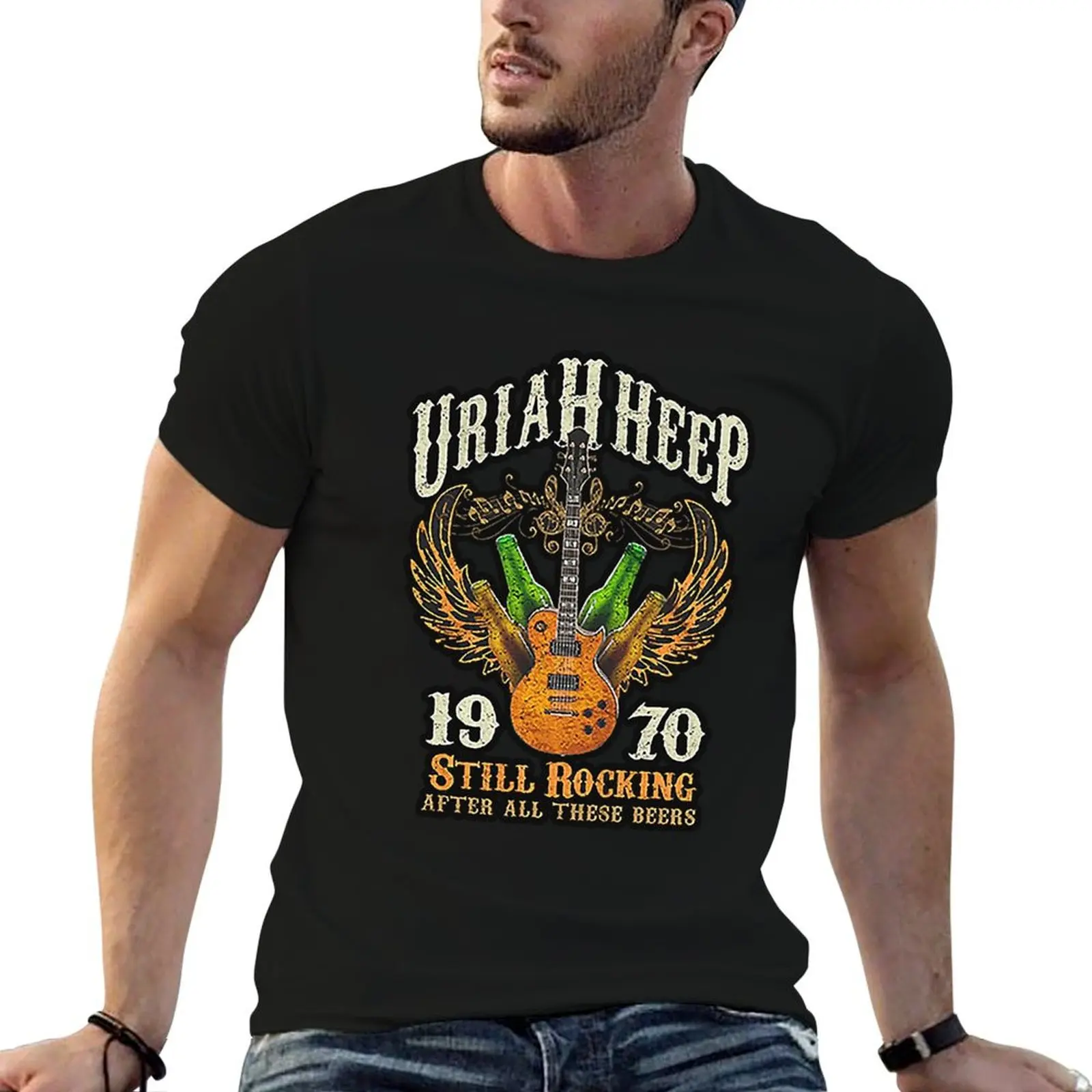 

Demons and Wizards Uriah Rock Band T-Shirt man t shirts for men t shirts cotton 100% essential t shirt T-shirt