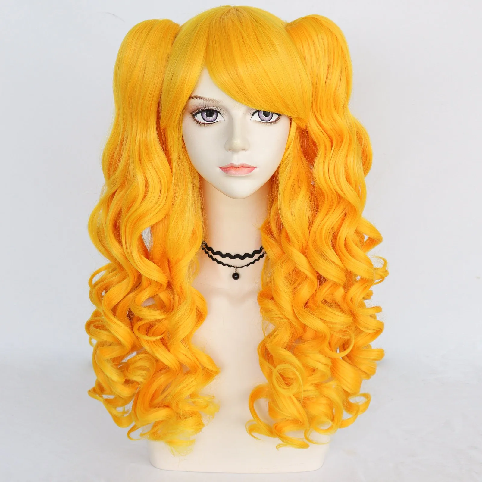 24inch Cheap High Quality Rainbow Colorful Long Curly Curly Ponytails Lolita Cosplay Wig for Halloween Christmas School