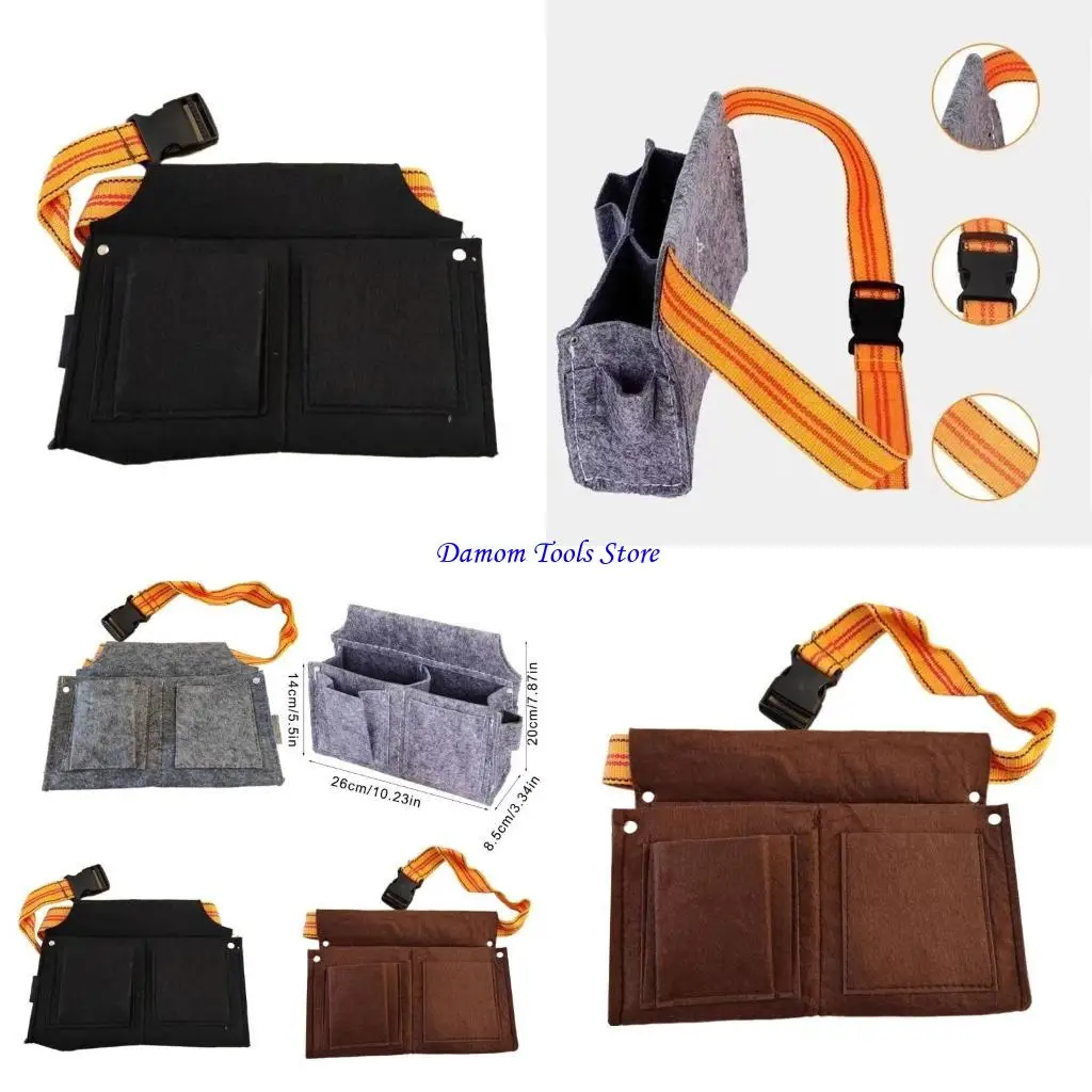 57BE Carpenters Tool Work Apron with Quick Release Buckle Belt Multi Pocket Belt Waist Bag for Building Site and Crafting