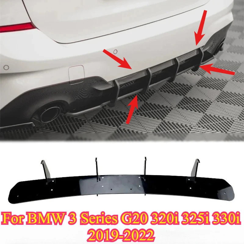 

Rear Bumper Lip Diffuser Spoiler Splitter Rear Bumper for BMW 3 Series G20 320i 325i 330i 2019 2020-2022 Rear Lip Blade Spoiler