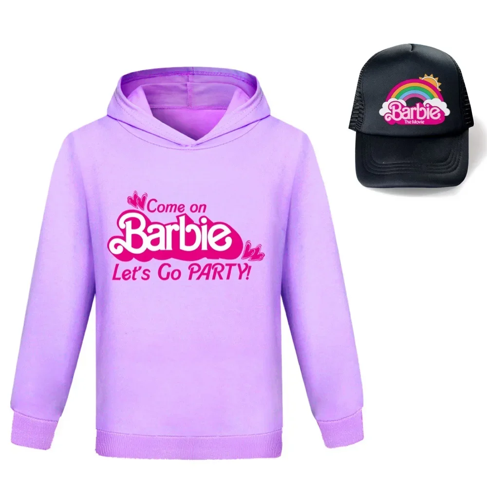 Miniso Barbie De Film Perifere Tweedimensionale Kinder Kawaii Heren En Dames Sweatshirt Met Capuchon + Hoed Zonnehoed