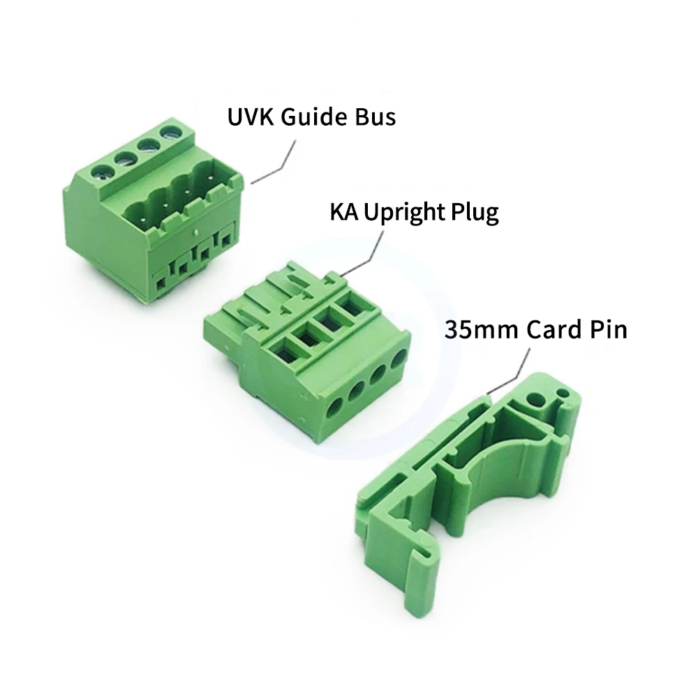 (5 Sets) 2EDG UVK 5.08mm Rail Plug-in Terminal Block 35 Rail Snap-in Legs Solderless Butt KA Plug Receptacle 2-24Pin