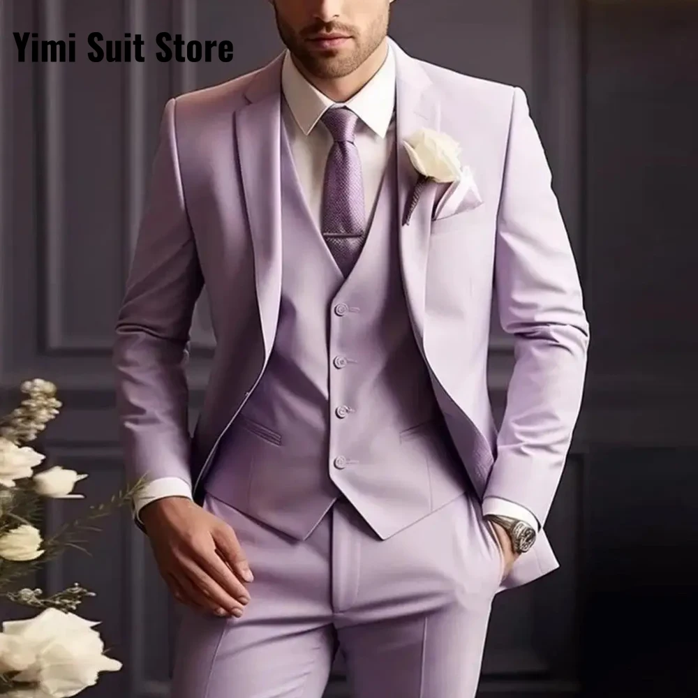 

YiMinpwp Pink Men's 2-Piece Suit Peaked Lapel Satin Formal Wedding Groom New Banquet Party Prom Tuxedo Blazer Pants Suit XS-5XL