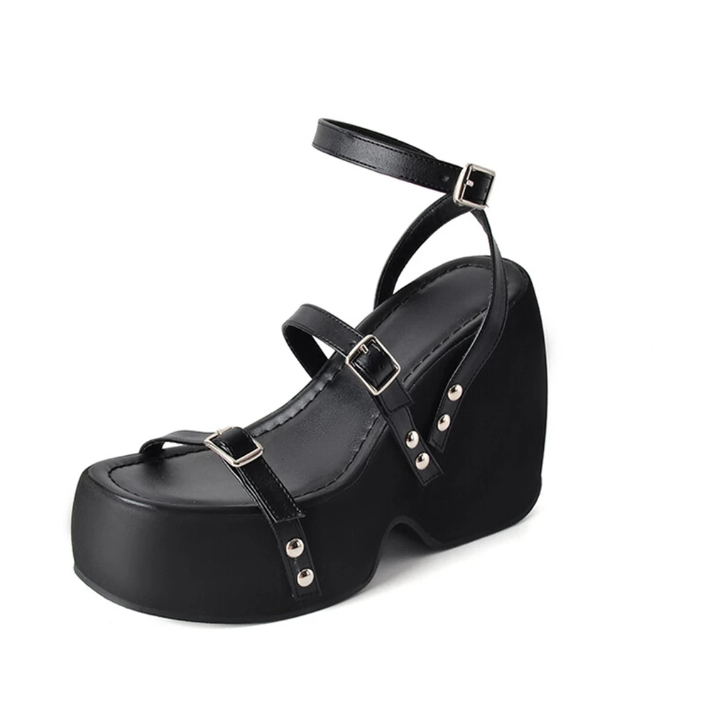 

Sandalias De Mujer Luxury Sandals Wedges Shoes for Women Fashion Peep Toe Buckle Strap High Heels Ladies Platform Shoes 8019-9