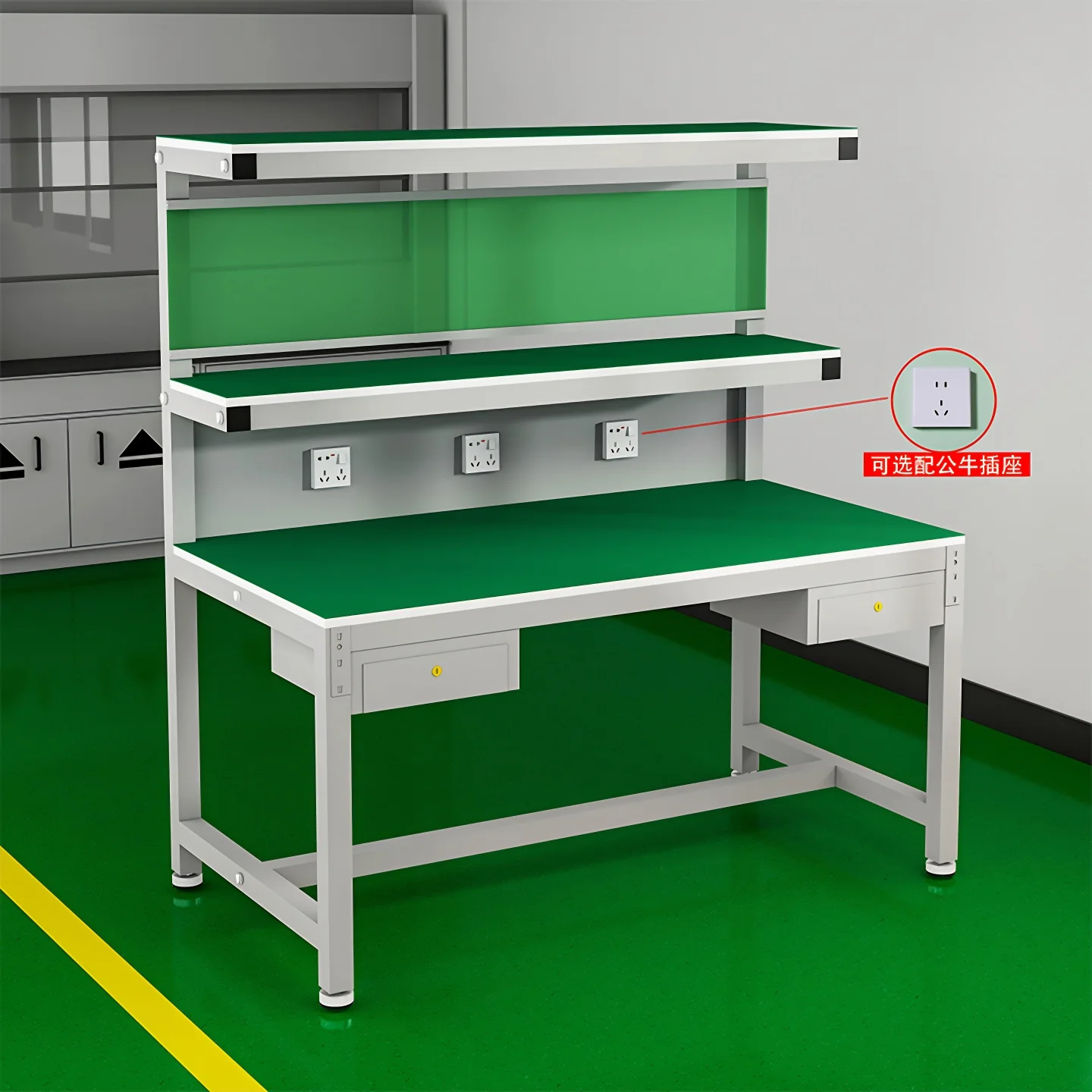 New thickened anti-static worktable table three-layer with light stand assembly line operation and maintenance table inspection