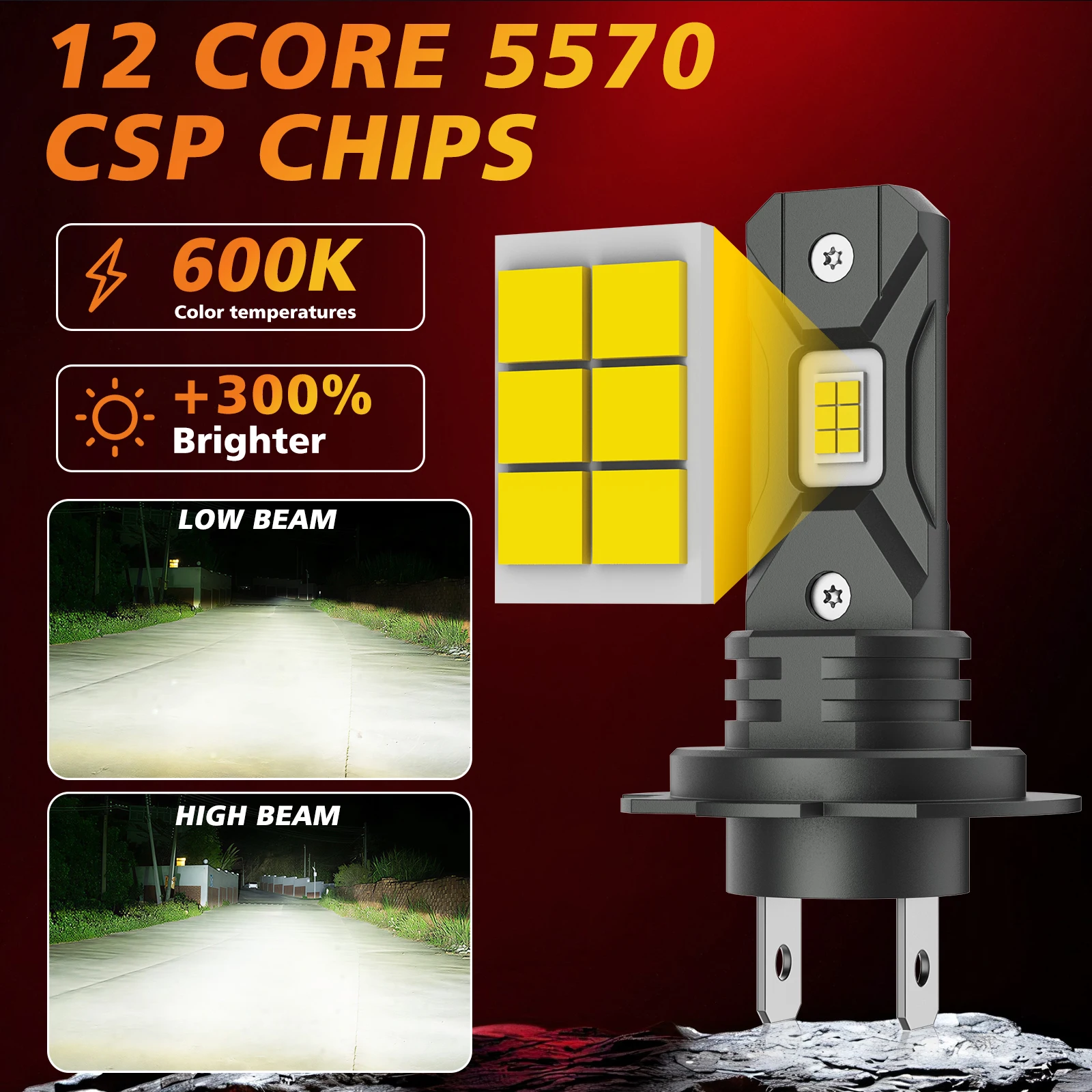 Bullvision H7 LED Headlight Bulbs Canbus No Error 1:1 Mini Car Light 6000K CSP 12V Turbo Headlamp Rapid Cooling Plug and Play